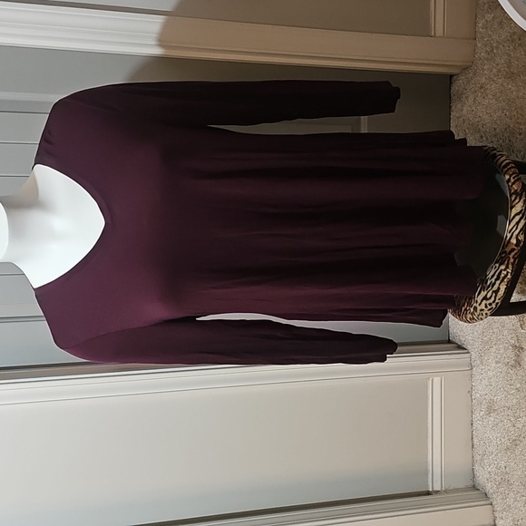 Lane Bryant Long Sleeve V-Neck Dress - Deep Purple - Picture 1 of 7